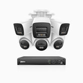 H800 - Zestaw do Monitoringu PoE 6 Kamery (3 Tubowa & 3 Kopułkowa) 4K z 8-Kanałowy Rejestratorem NVR, Noktowizor kolorowy i IR, 1/2.4" progresywny sensor CMOS, Identyfikacji osób lub pojazdów, Wbudowany mikrofon, IP67, Obsługuje RTSP i ONVIF